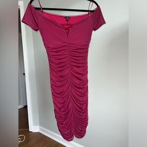 Guess Dark Pink Ruched Cocktail Dress
